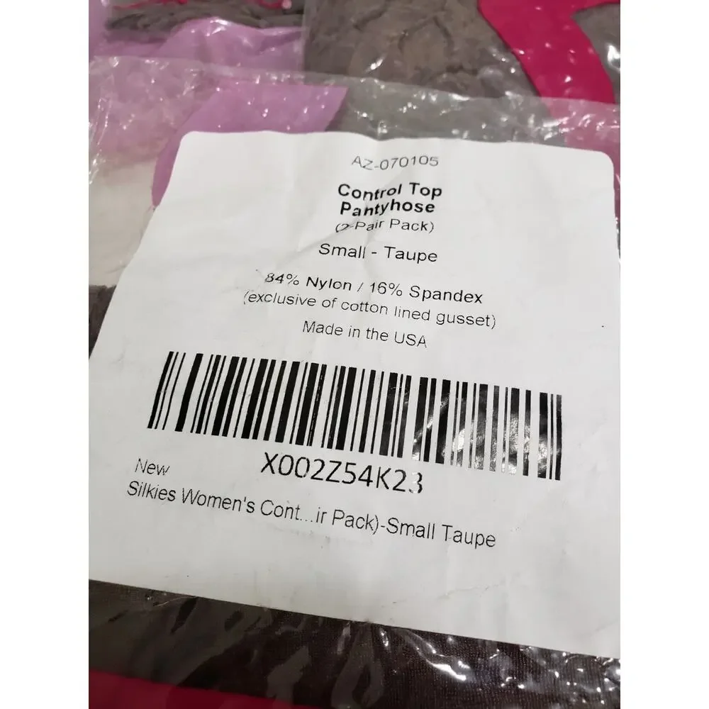 NEW 5‎ PACKS / 10 PAIR - Silkies Control Top Panty Hose SMALL TAUPE
